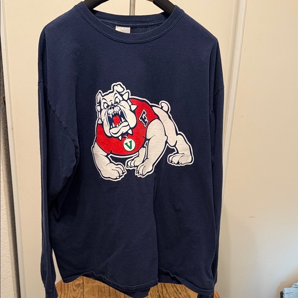 Gildan Ultra Cotton Navy Shirt Fresno State - Picture 1 of 9